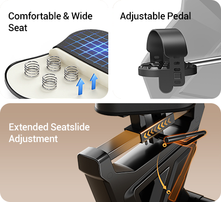 02-2 C-Curve Contoured Backrest, Comfortable n Wide Seat, Adjustable Resistance, 350LBS Weight Capacity _ Umay CBR80 Recumbent Ergonomic Exercise Bike