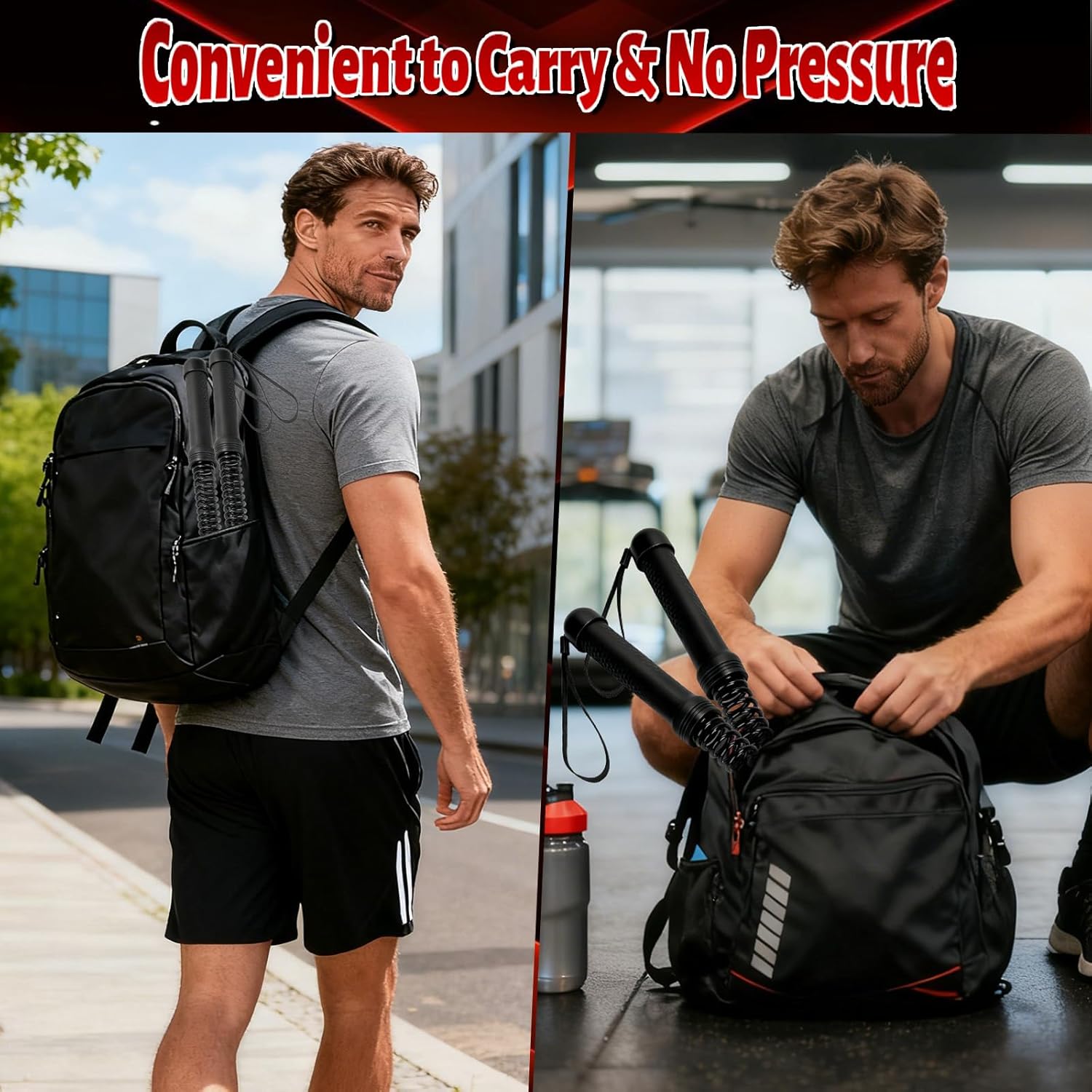 Convenient to Carry & No Pressure _ Umay Portable Cordless Battle Rope Weighted for Strength Workout (2 PCS)