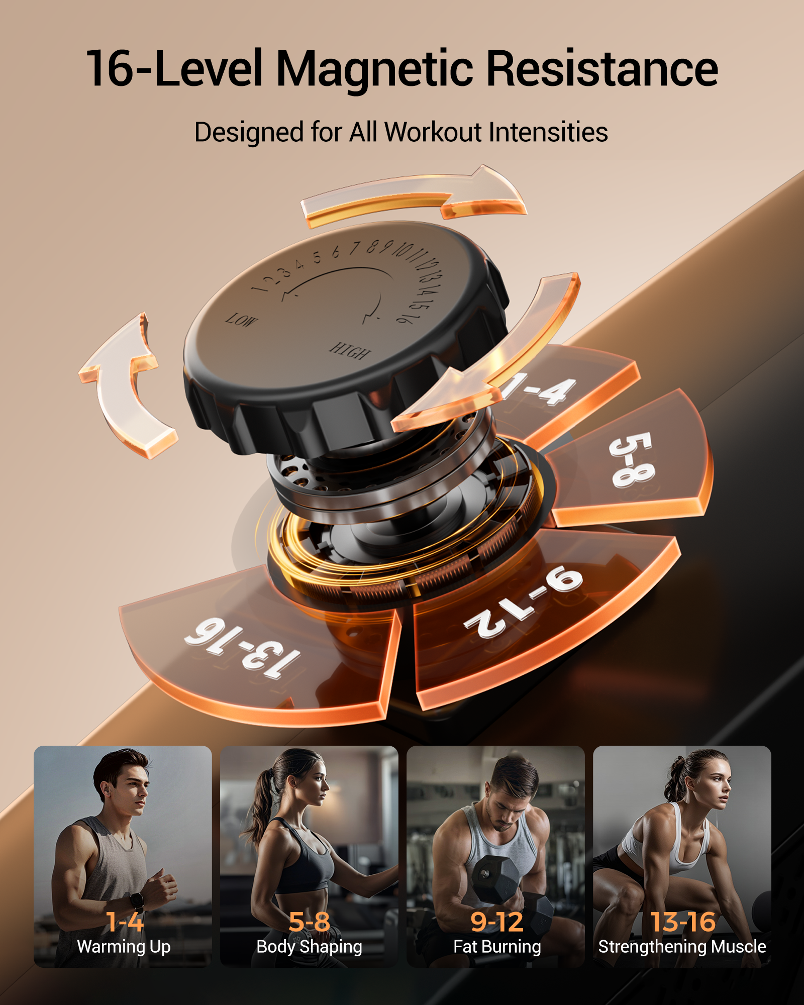 05 16-Level Magnetic Resistance - Designed for All Workout Intensities _ Umay CBR80 Recumbent Ergonomic Exercise Bike