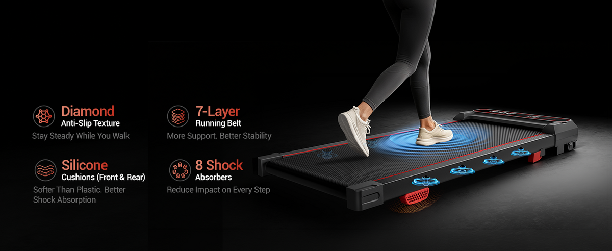 Advanced Shock Absorption, Built for Knee Protection _ Umay U19 Vibration 3-in-1 Walking Pad with 15% Incline 5 MPH