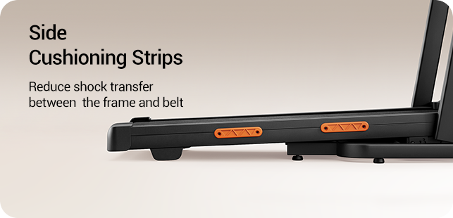 Side Cushioning Strips - Reduce shock transfer between the frame and belt; Triple Shock Absorption for Reduced Joints Impact 1 _Umay X5FD 40% Incline Foldable Treadmill with Dual Handle Bar 6.2 MPH