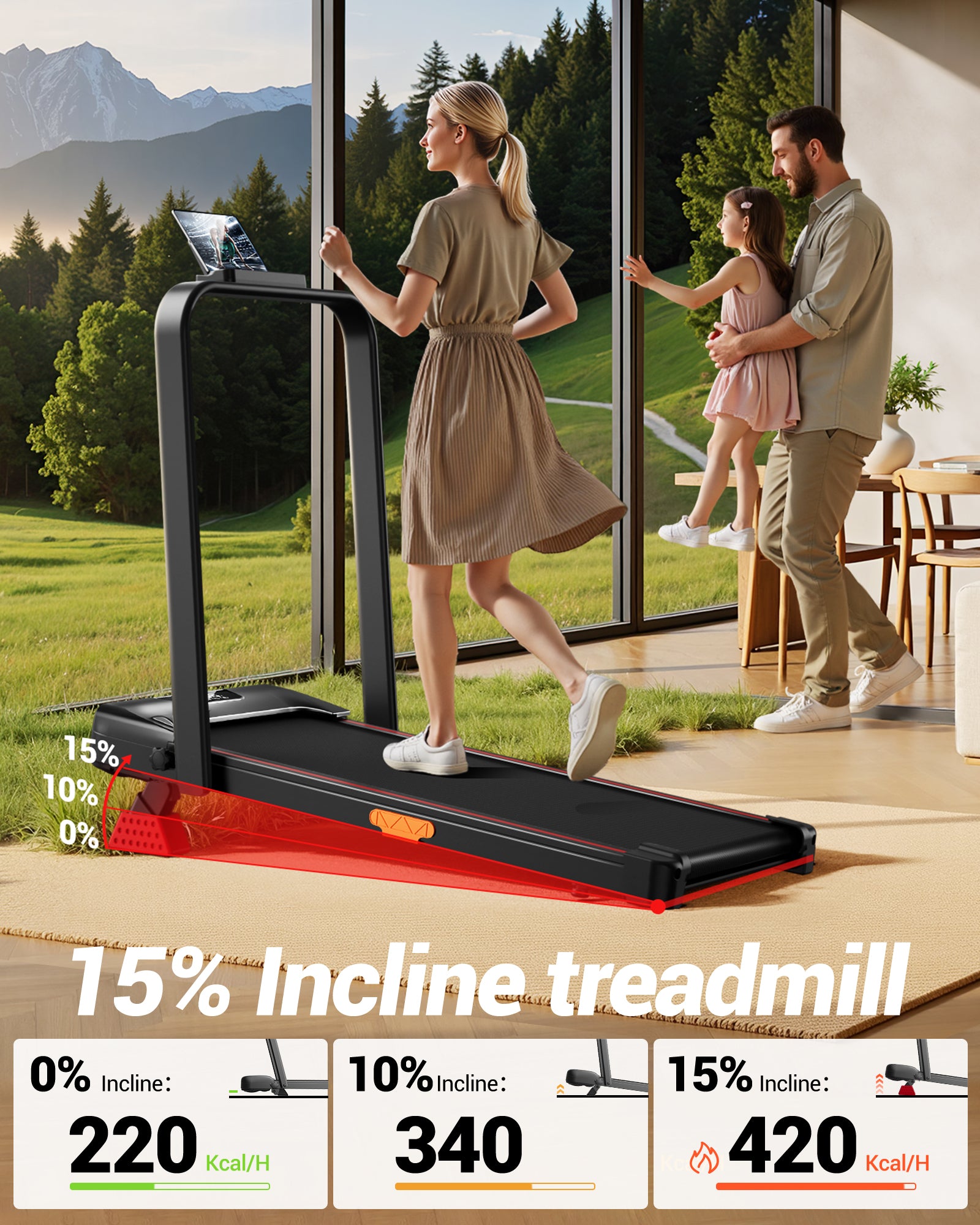 Umay U18F Folding 3-in-1 Walking Pad with 10%/15% Incline 6.5MPH