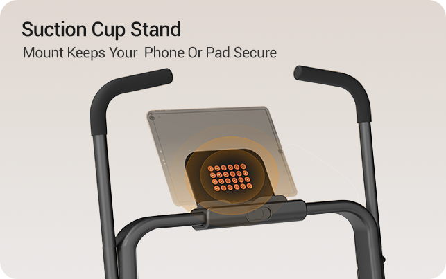 Suction Cup Stand - Mount Keeps Your Phone Or Pad Secure; Secure Anti-Slip Suction Holder _Umay X5FD 40% Incline Foldable Treadmill with Dual Handle Bar 6.2 MPH