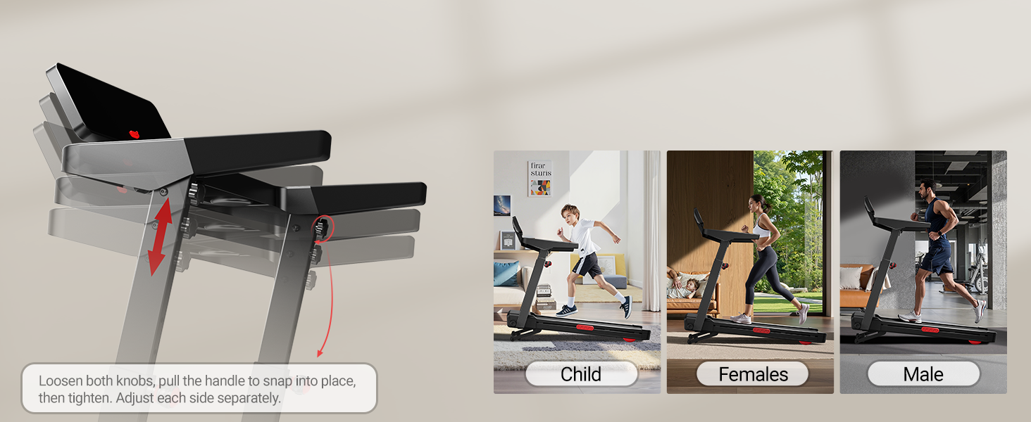 8 3-level Adjustable Height_Umay L10 Foldable Treadmill 20% Auto Incline with Pulse Sensors 8.7MPH