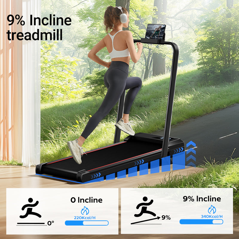 9% Incline Treadmill_Umay CW1F 2-in-1 Incline Walking Pad Treadmill for Home and Office
