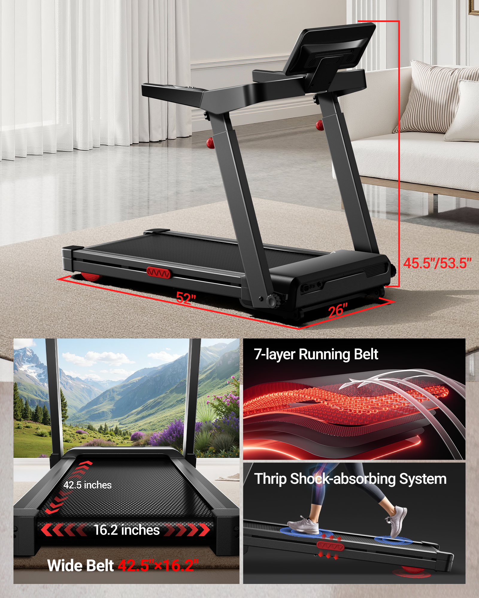 Umay L10 Foldable Treadmill 20% AUTO Incline with Pulse Sensors 8.7MPH