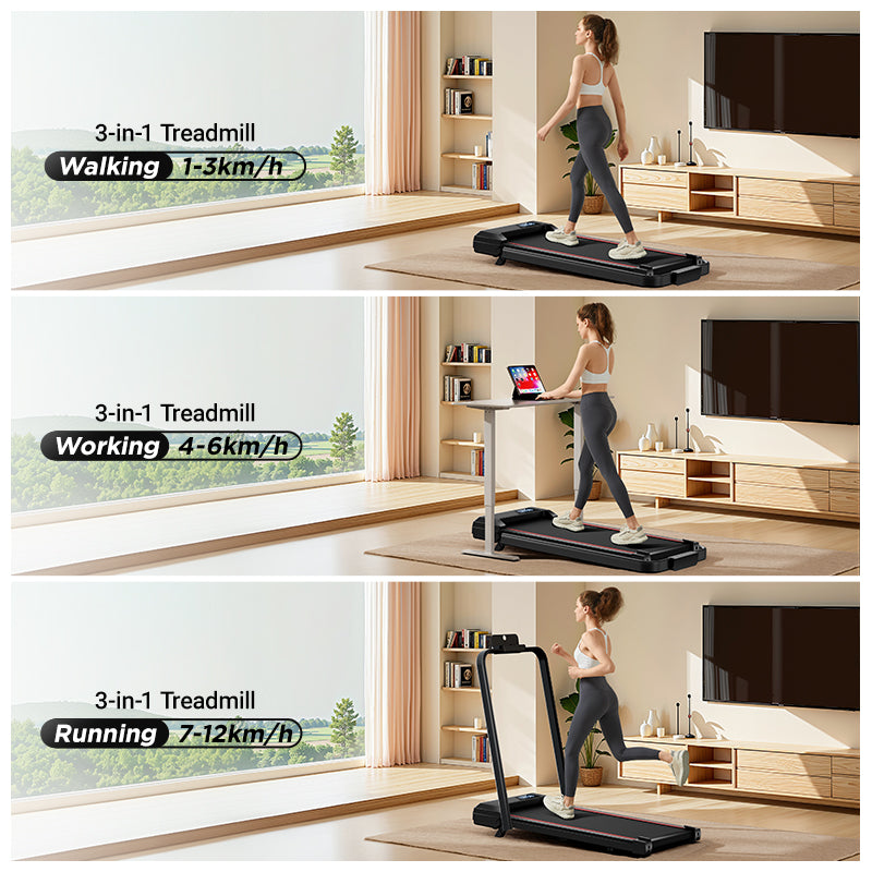 Different Speeds_Umay CW1F 2-in-1 Incline Walking Pad Treadmill for Home and Office