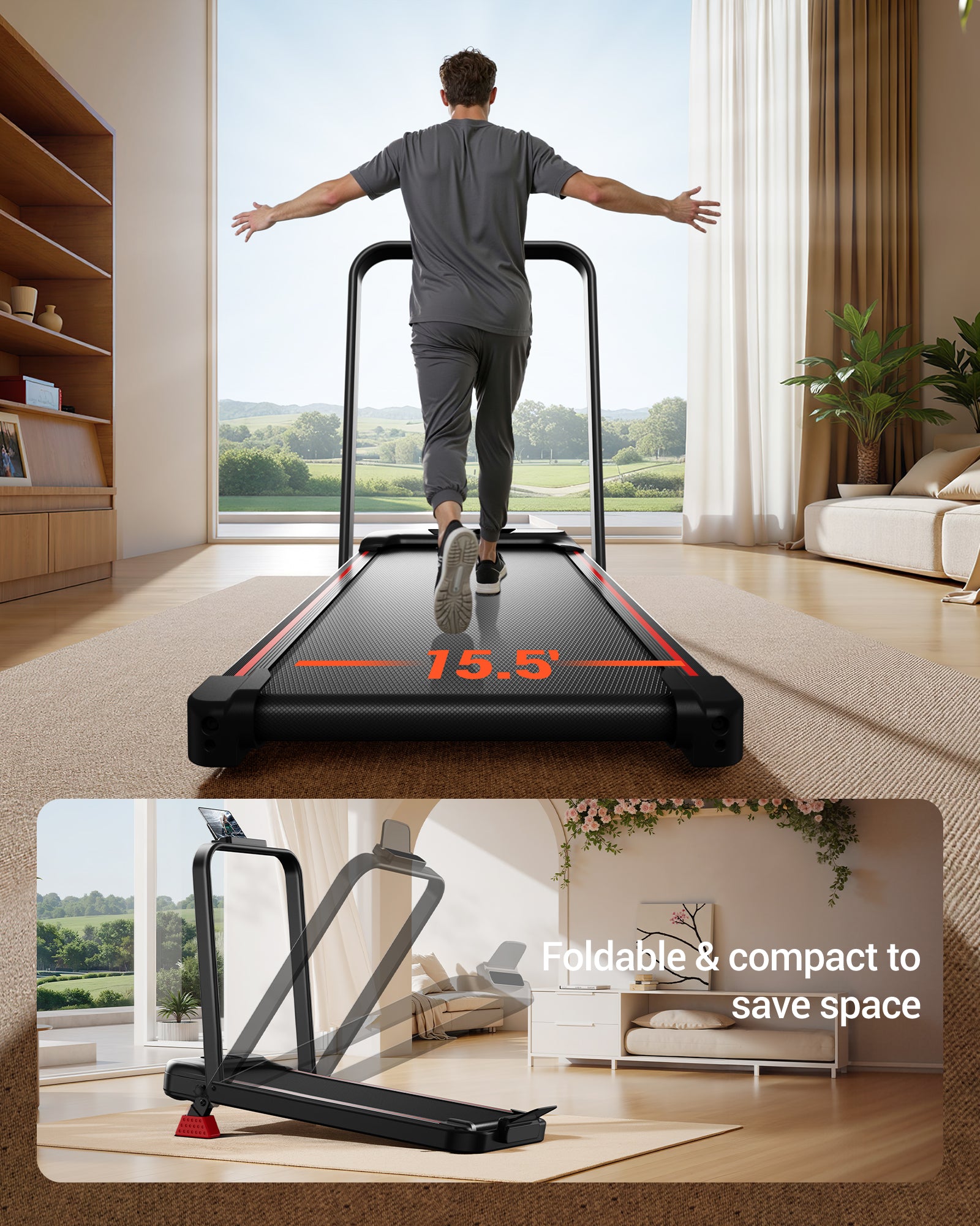 Umay U18F Folding 3-in-1 Walking Pad with 10%/15% Incline 6.5MPH
