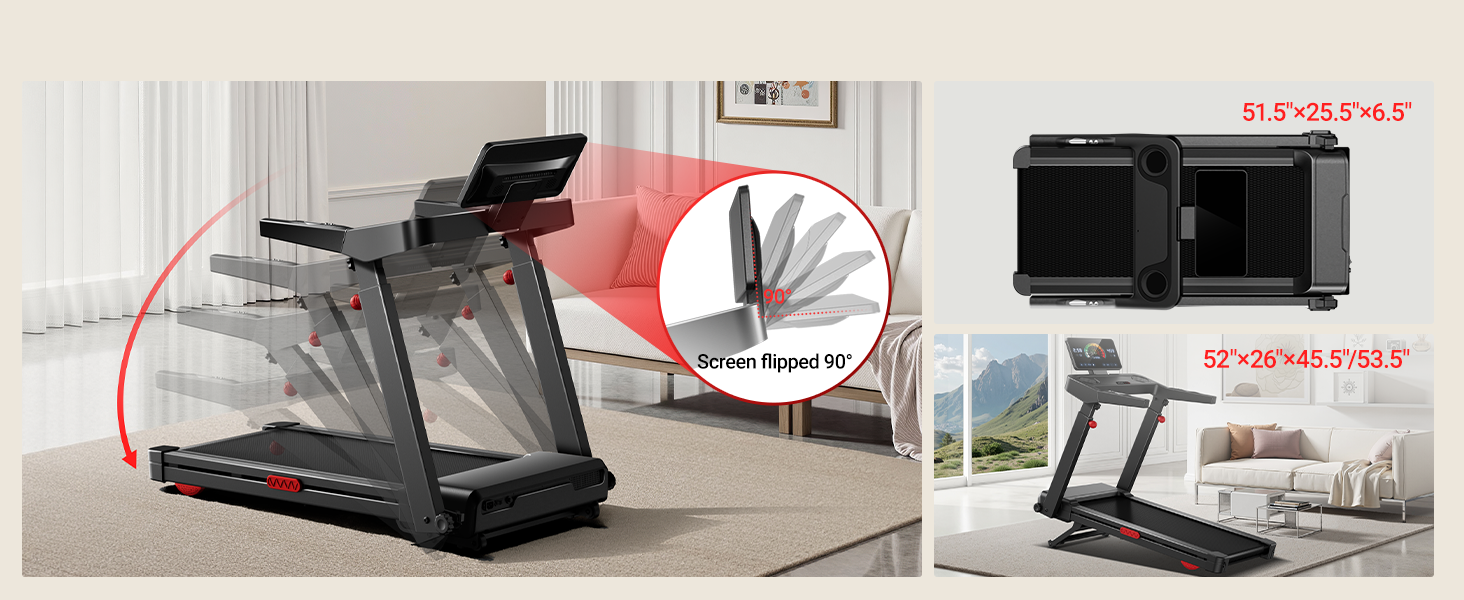 Fully Foldable Treadmill_Umay L10 Foldable Treadmill 20% Auto Incline with Pulse Sensors 8.7MPH