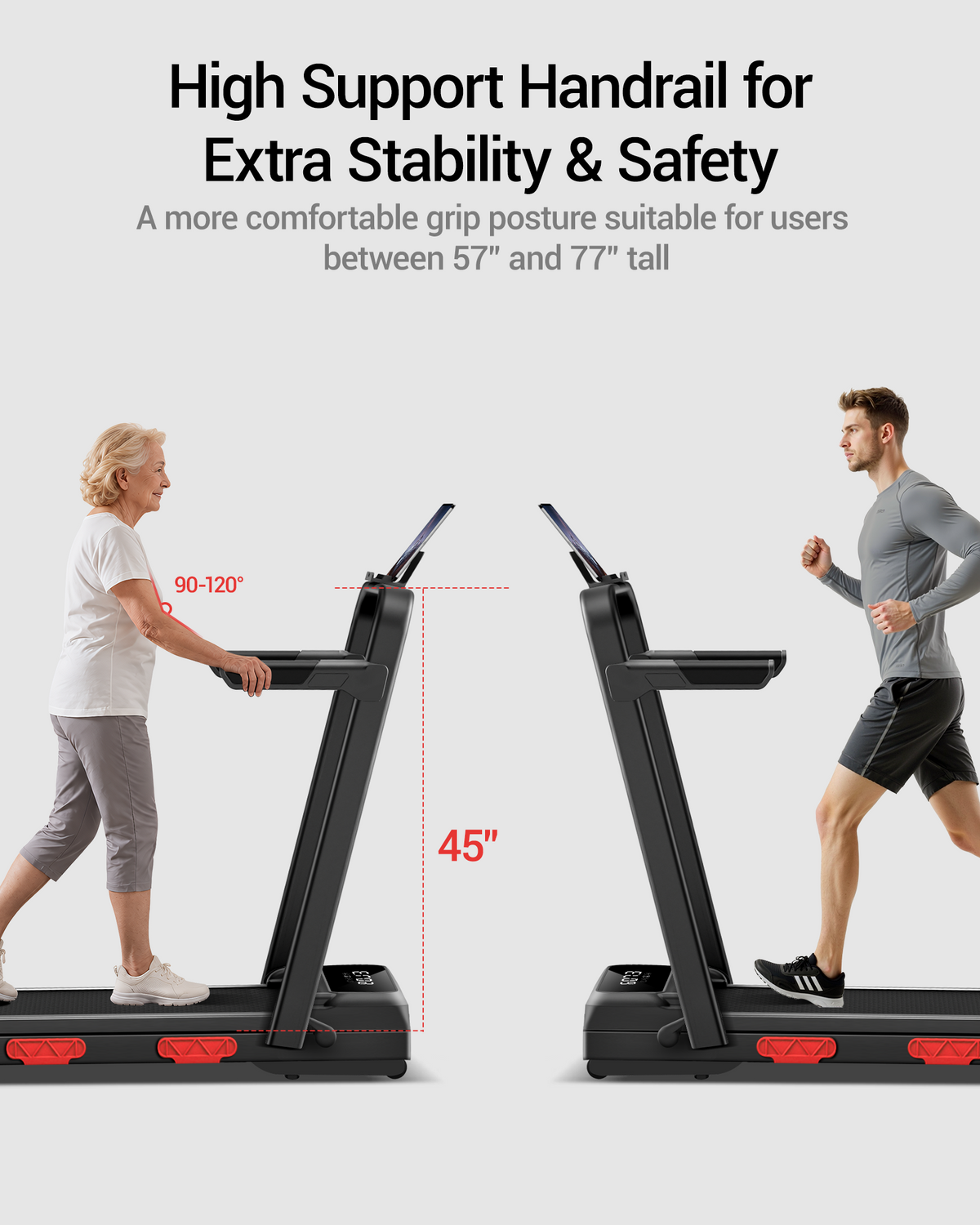 Umay X9F 17% Auto Incline Walking Treadmill with 45" High Foldable Safety Armrests