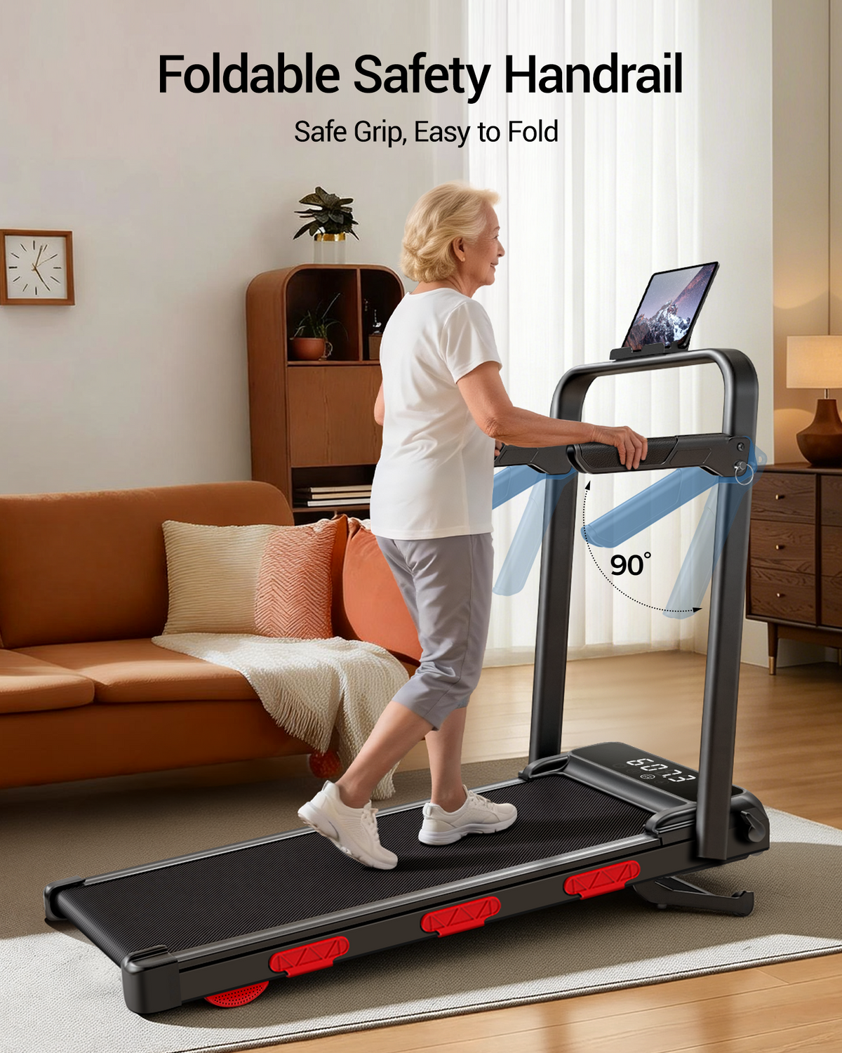Umay X9F 17% Auto Incline Walking Treadmill with 45" High Foldable Safety Armrests