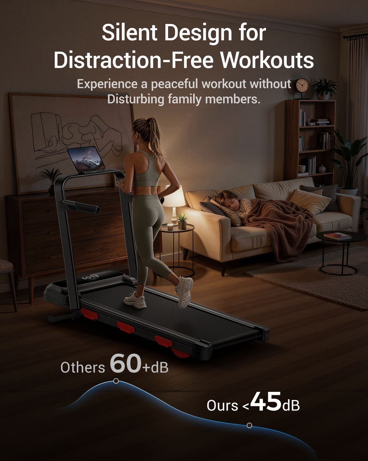 Umay X9F 17% Auto Incline Walking Treadmill with 45" High Foldable Safety Armrests