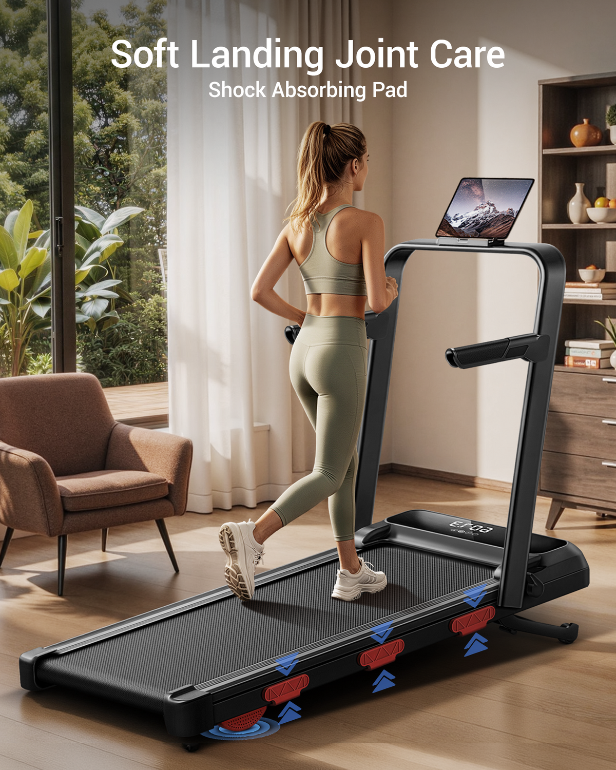 Umay X9F 17% Auto Incline Walking Treadmill with 45" High Foldable Safety Armrests