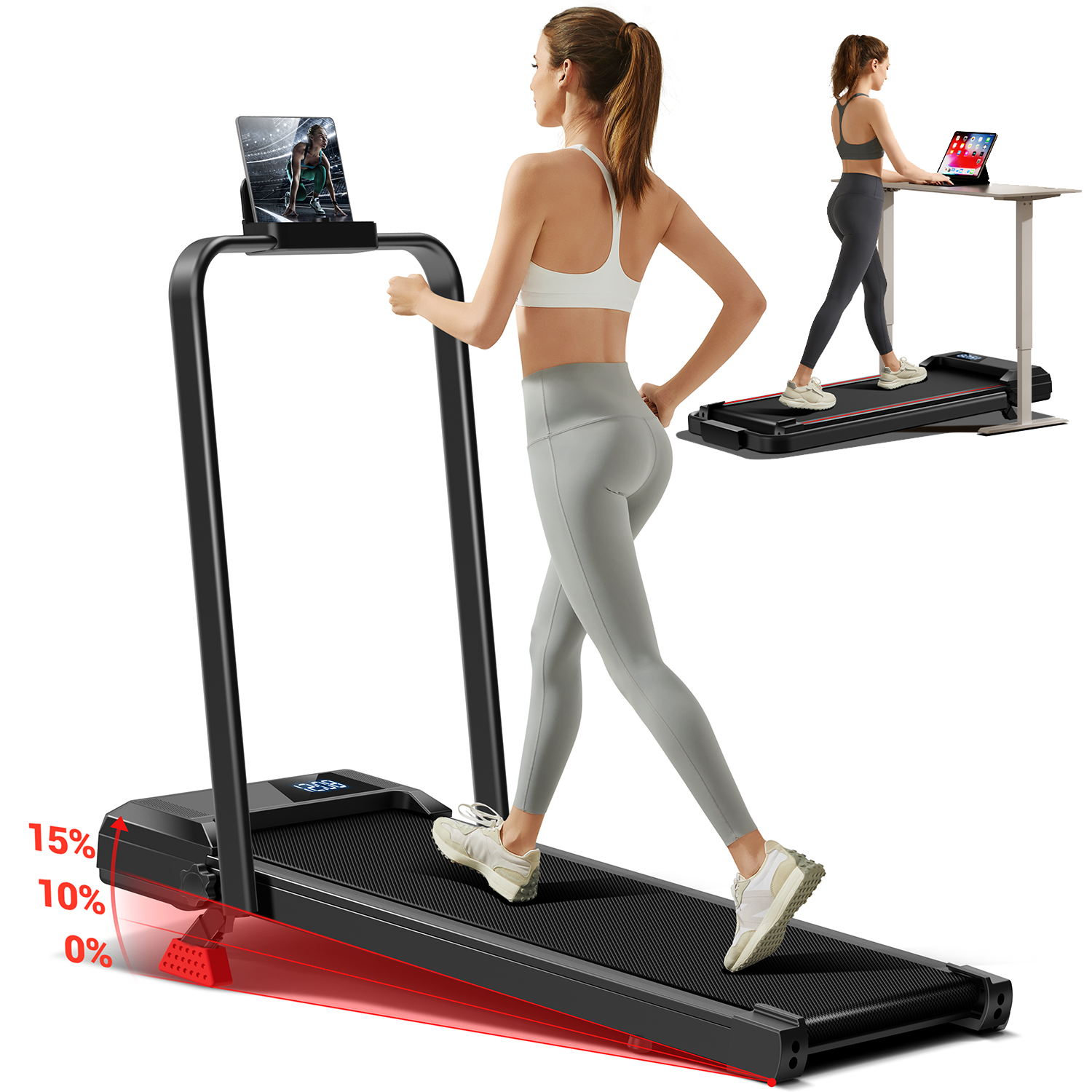 Umay CW1F 3-in-1 Incline Smart Folding Under Desk Walking Pad Treadmill MAX 7.5MPH