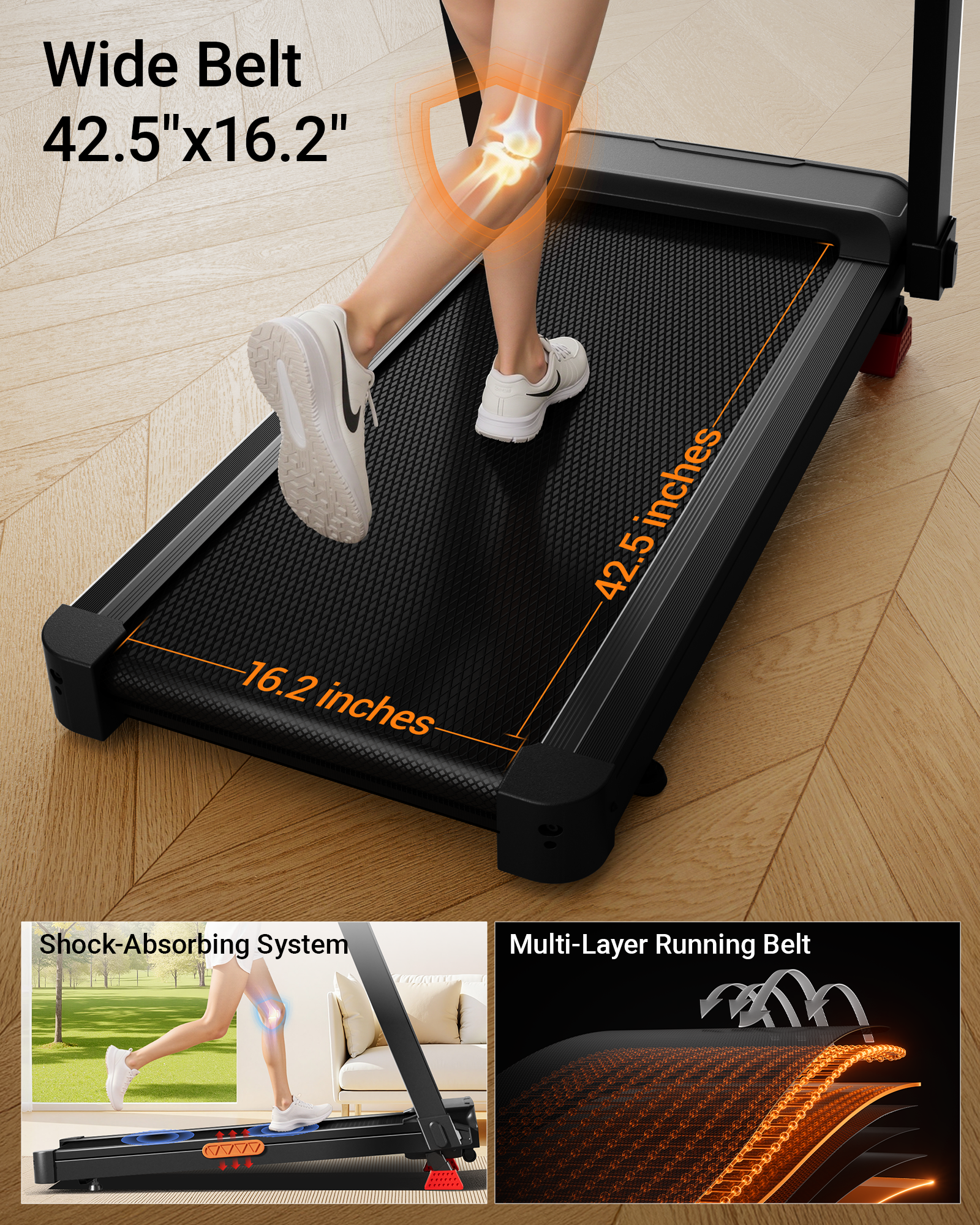 Umay L20 Foldable Treadmill with 20% Manual Incline, 8.7MPH & 180KG Capacity