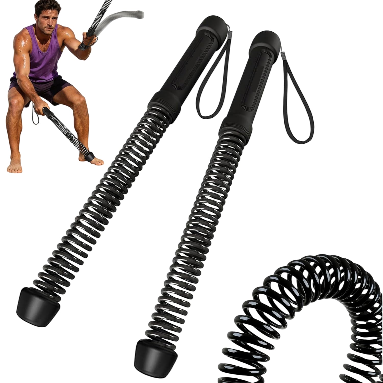 Main _ Umay Portable Cordless Battle Rope Weighted for Strength Workout (2 PCS)