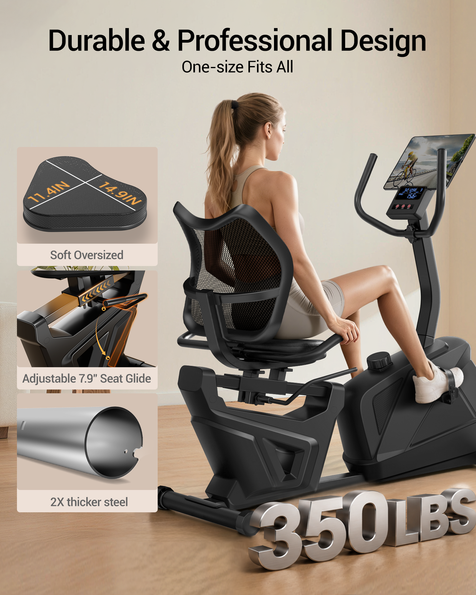 03 Durable & Professional Design - One-size Fits All _ Umay CBR80 Recumbent Ergonomic Exercise Bike