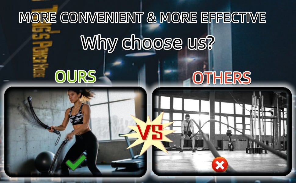 03 Why choose us? - MORE CONVENIENT and MORE EFFECTIVE _ Umay Portable Cordless Battle Rope Weighted for Strength Workout (2 PCS)