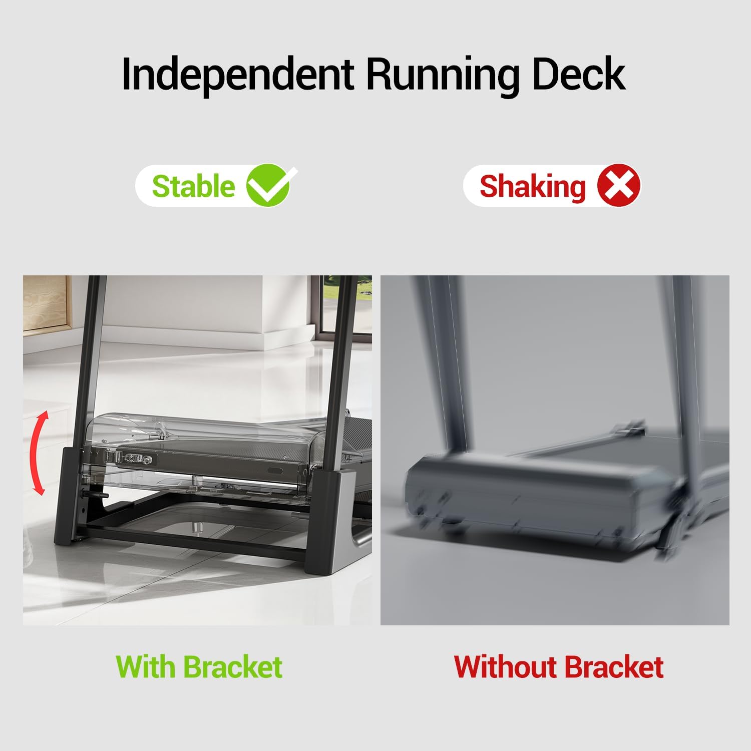 04 More Stable Running Deck - Umay U70 20% Auto Incline Foldable Treadmill with Auto Folding 8MPH