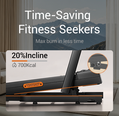 Scenario 1 Time-Saving Fitness Seekers _Umay X5FD 40% Incline Foldable Treadmill with Dual Handle Bar 6.2 MPH