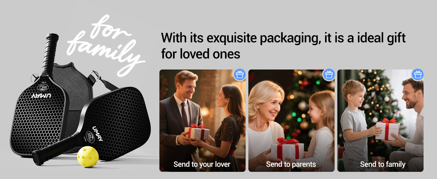 07-2 With its exquisite packaging, it is a ideal gift for loved ones _ Umay CPB20 Carbon Fiber Pickleball Paddle Set with Cover & Overgrip