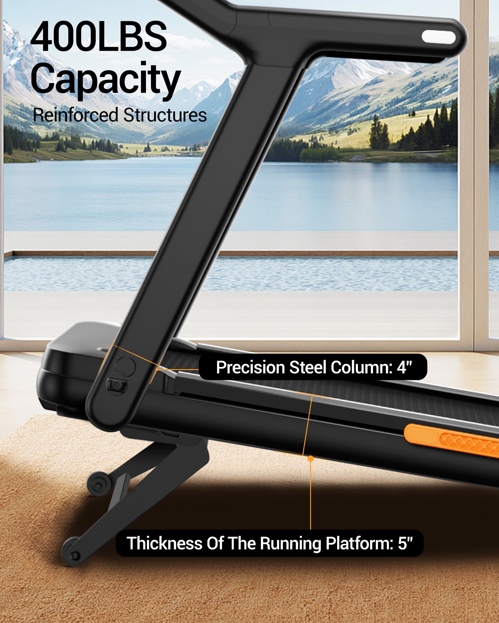 07 Reinforced Structures - Umay U80 400LBS Heavy Duty Treadmill with 20% Auto Incline, Extra Wide Belt & 9.5MPH