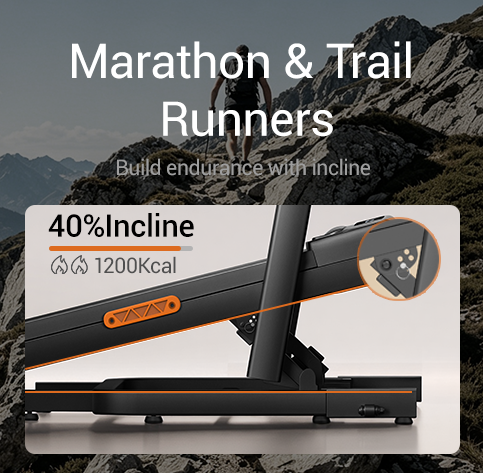 Scenario 3 Marathon & Trail Runners _Umay X5FD 40% Incline Foldable Treadmill with Dual Handle Bar 6.2 MPH