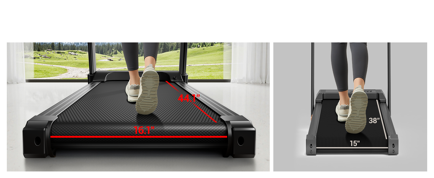 09 Extended Running Belt - Umay U70 20% Auto Incline Foldable Treadmill with Auto Folding 8MPH