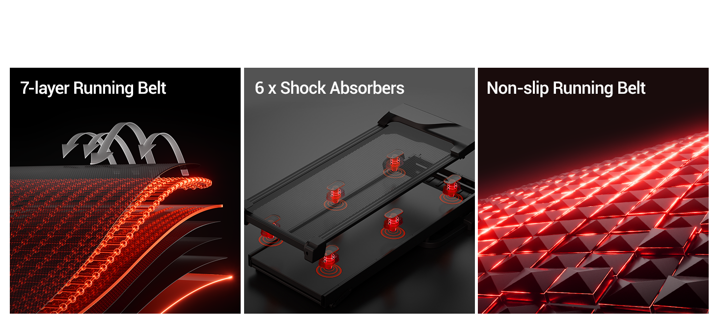 10 Shock Absorbers & Non-Slip - Umay U70 20% Auto Incline Foldable Treadmill with Auto Folding 8MPH