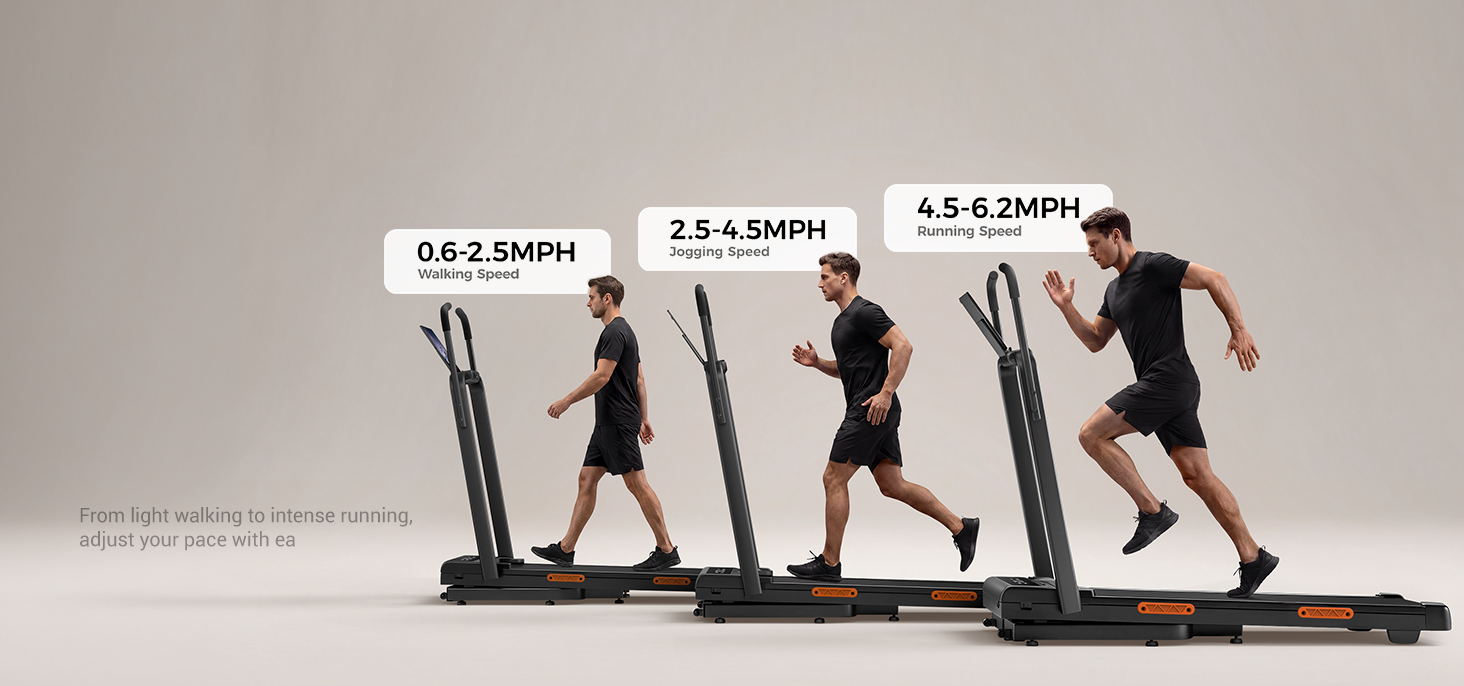 0.6-6.2 MPH Adjustable Speed Range _Umay X5FD 40% Incline Foldable Treadmill with Dual Handle Bar 6.2 MPH