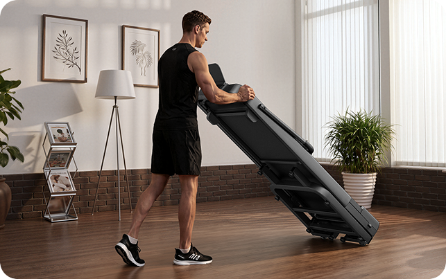 Space-Saving Design Fold, Roll & Store 1 _Umay X5FD 40% Incline Foldable Treadmill with Dual Handle Bar 6.2 MPH