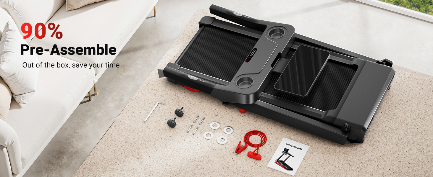 90% Pre-Assemble_Umay L10 Foldable Treadmill 20% Auto Incline with Pulse Sensors 8.7MPH