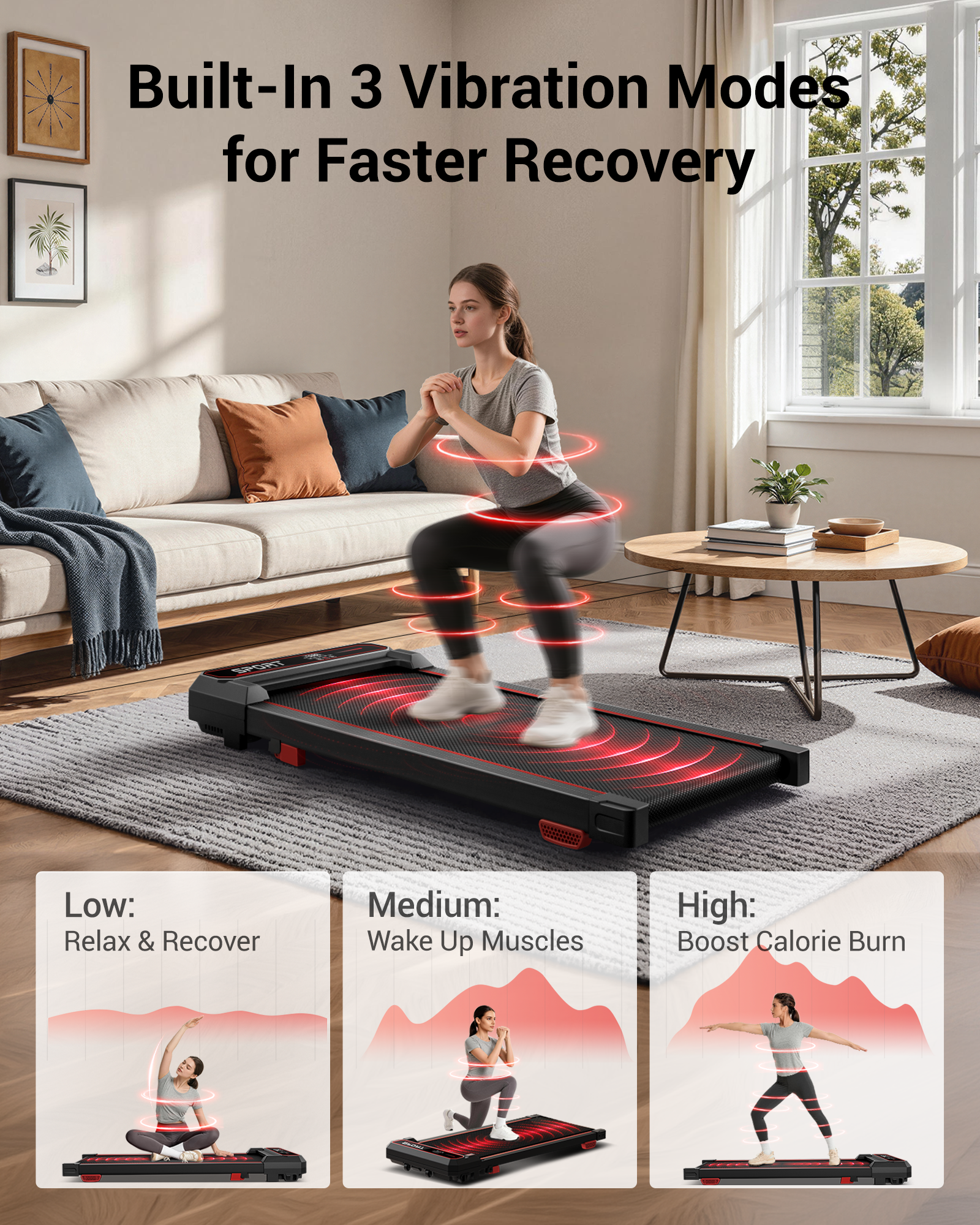Umay U19 3-in-1 Vibration Walking Pad with 15% Incline & 5 MPH