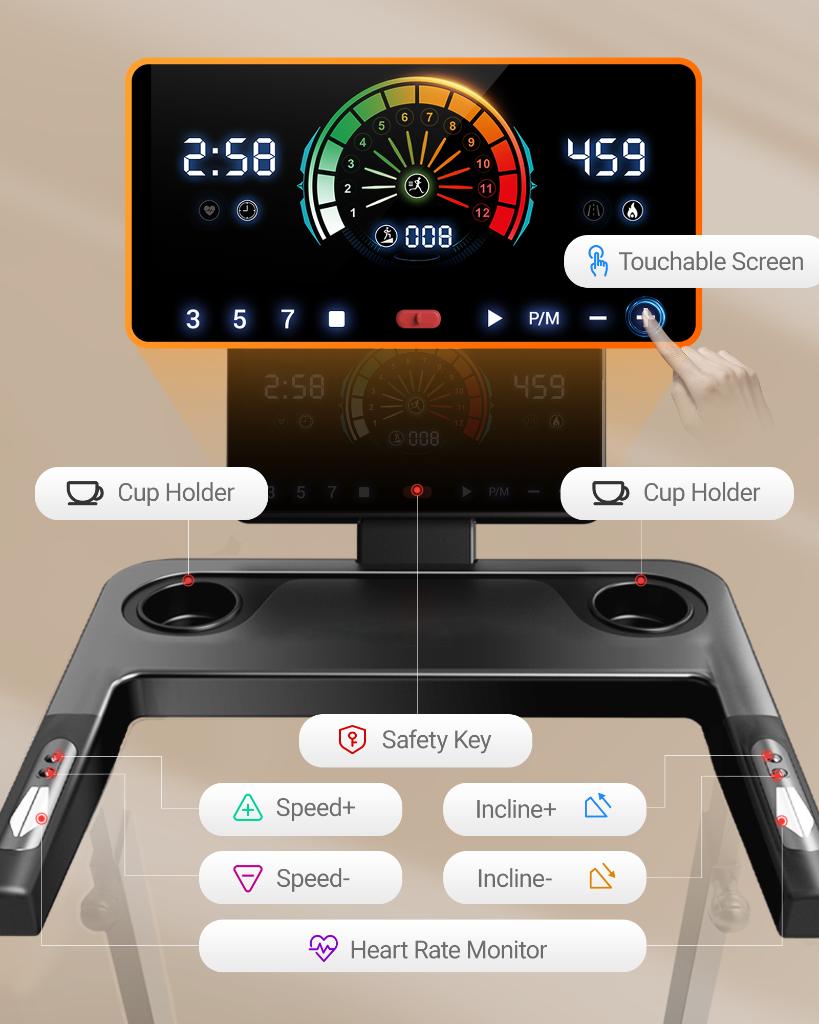 Umay L20 Foldable Treadmill with 20% Manual Incline, 8.7MPH & 180KG Capacity