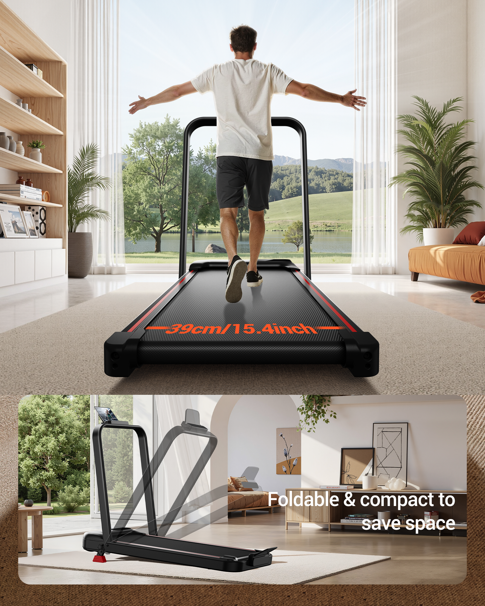 Umay U18F Folding 3-in-1 Walking Pad with 10%/15% Incline 6.5MPH