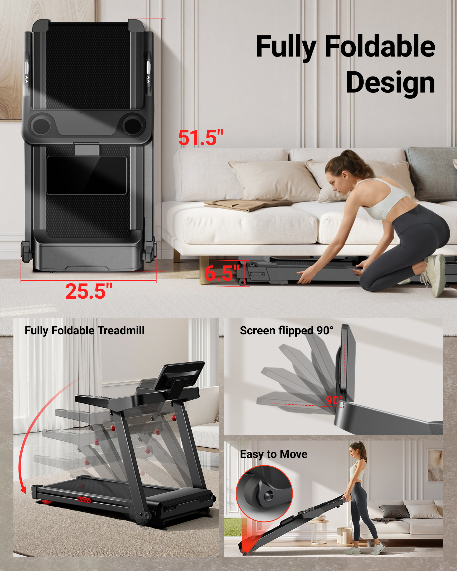 Umay L10 Foldable Treadmill 20% AUTO Incline with Pulse Sensors 8.7MPH