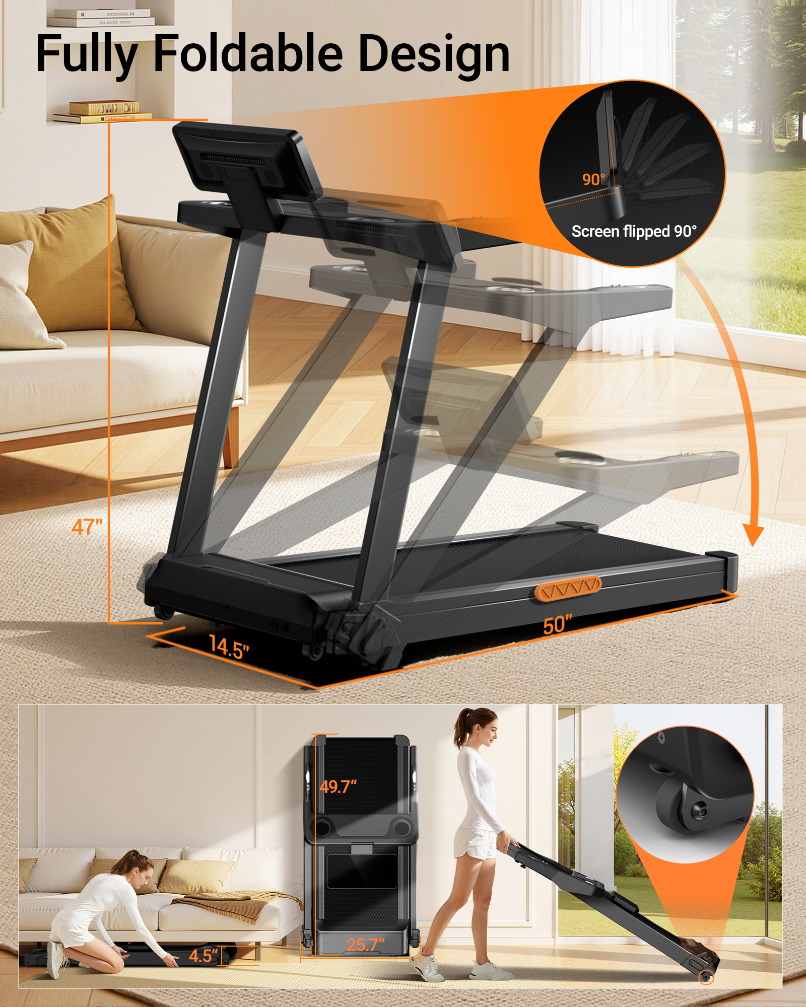Umay L20 Foldable Treadmill with 20% Manual Incline, 8.7MPH & 180KG Capacity