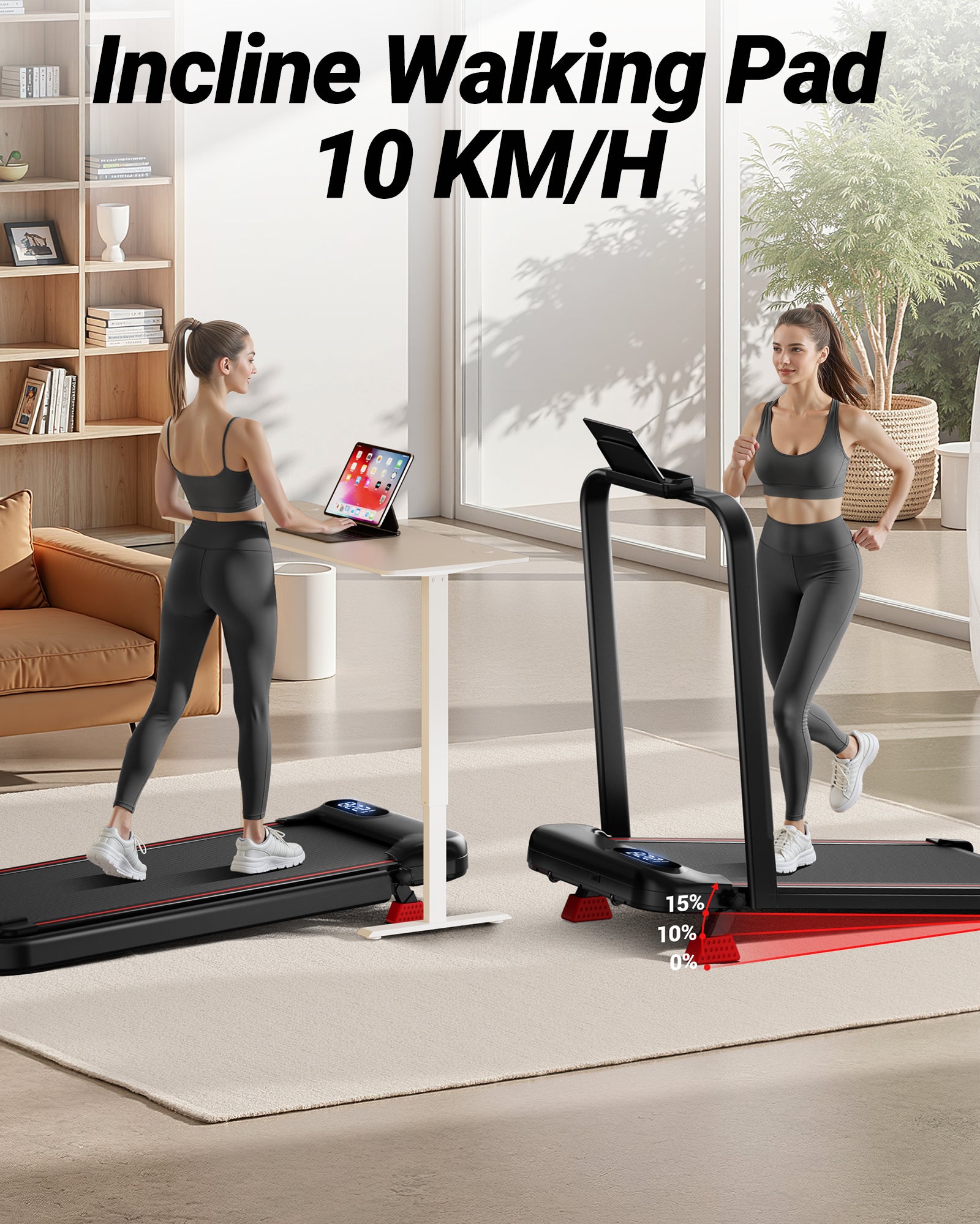 Umay U18F Folding 3-in-1 Walking Pad with 10%/15% Incline 6.5MPH