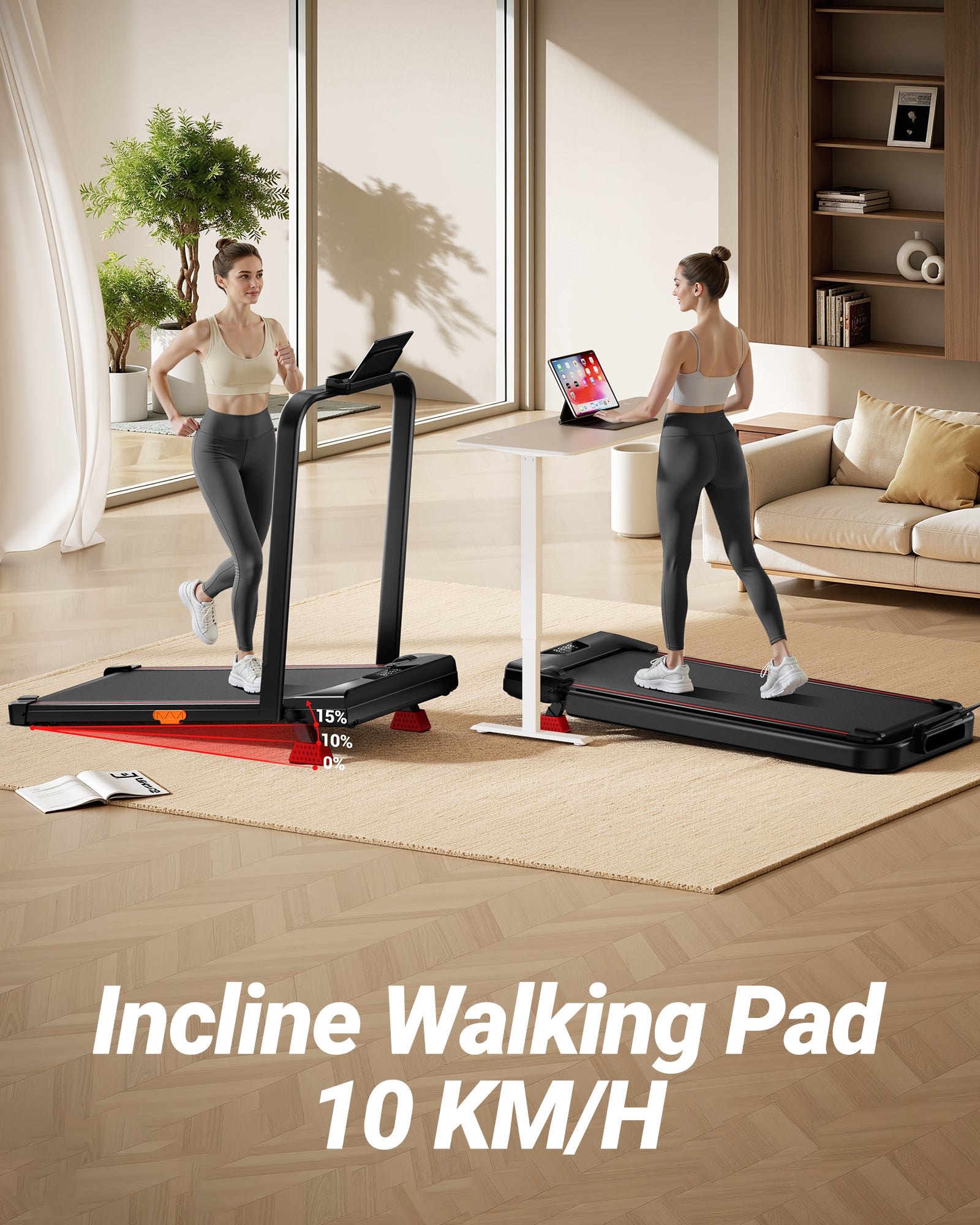 Umay U18F Folding 3-in-1 Walking Pad with 10%/15% Incline 6.5MPH