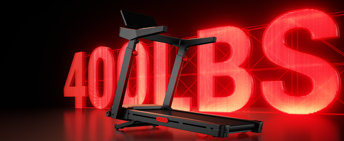Max Capacity 400lbs_Umay L10 Foldable Treadmill 20% Auto Incline with Pulse Sensors 8.7MPH