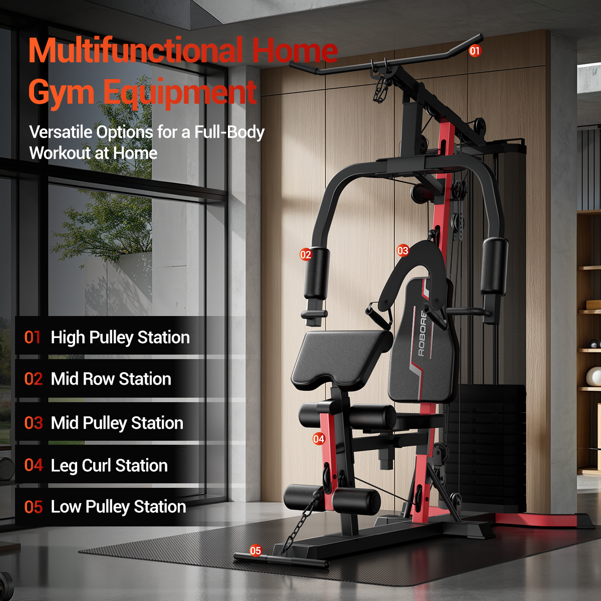 Umay ROBORE Series Workout Station with 160LBS Weight Stack