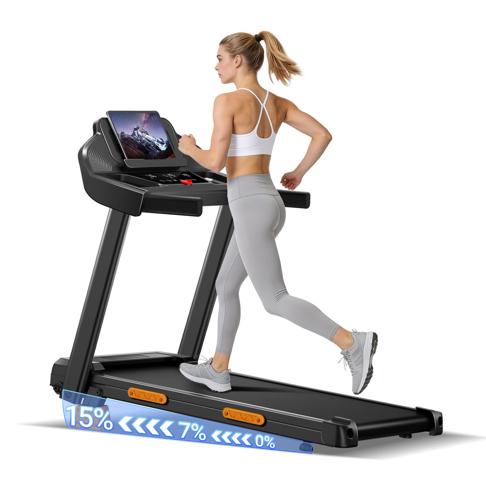 Umay SF20 Foldable Treadmill with Three Screen & Handle, 15% Incline & MAX 7.2MPH