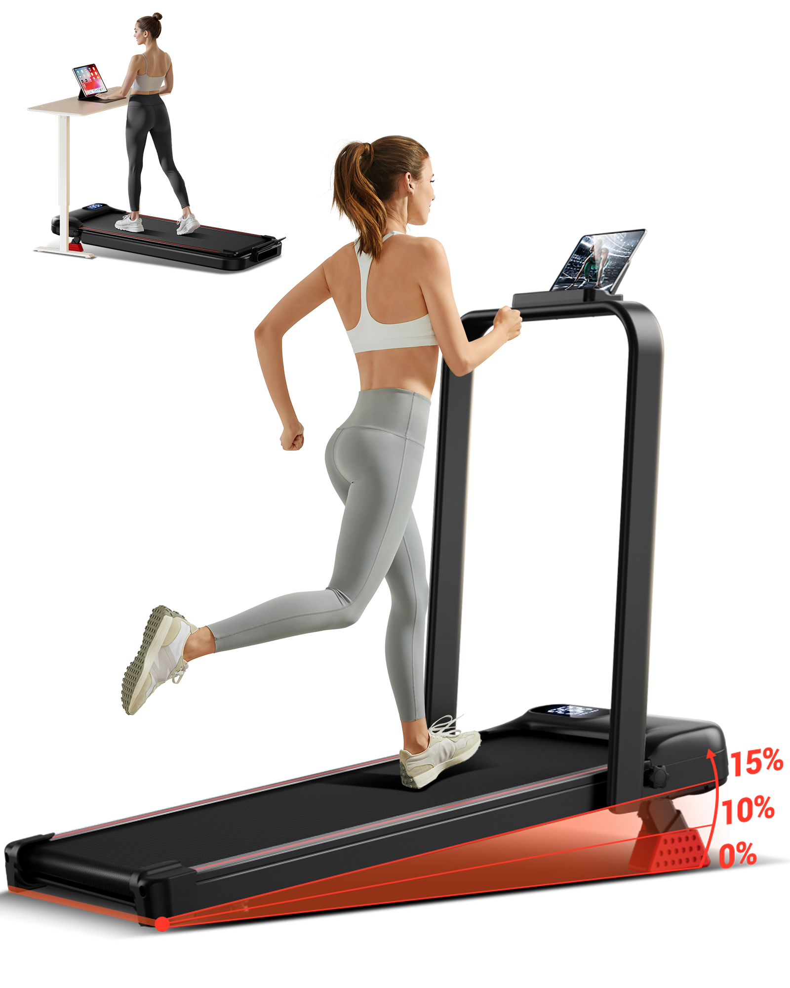Umay U18F Folding 3-in-1 Walking Pad with 10%/15% Incline 6.5MPH