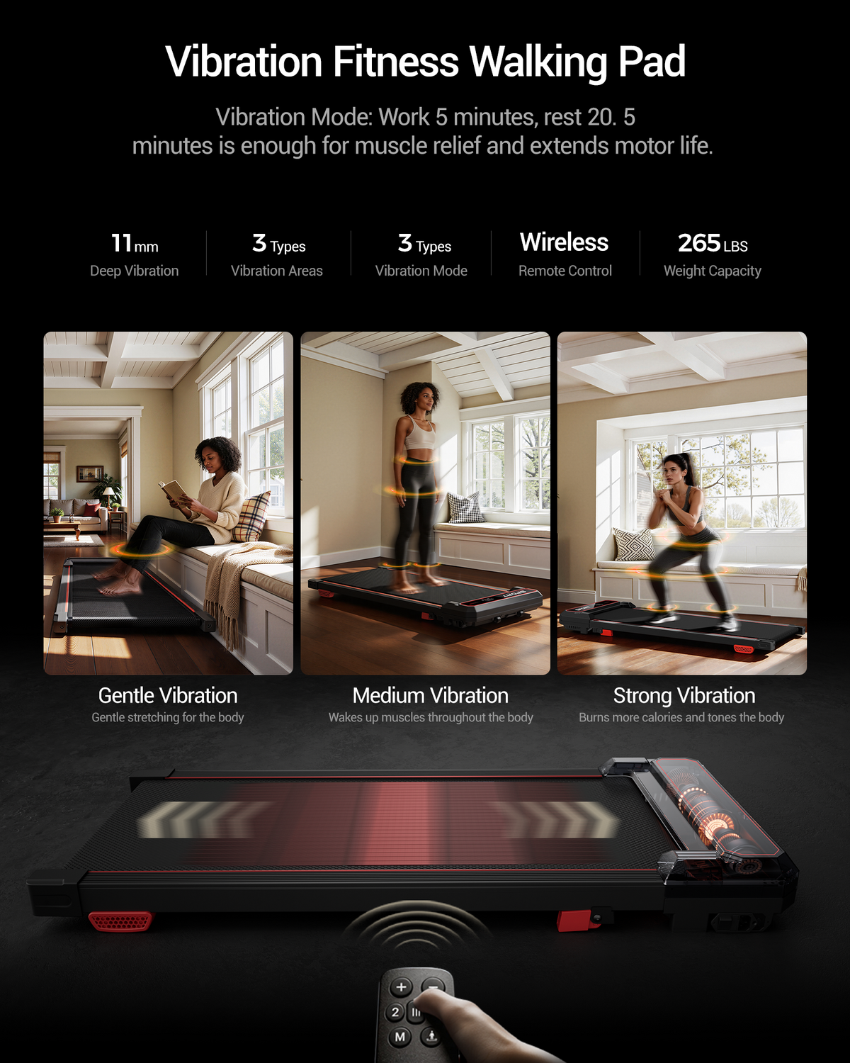 Umay U19F 3-in-1 Vibration Walking Pad with 15% Incline & 5 MPH