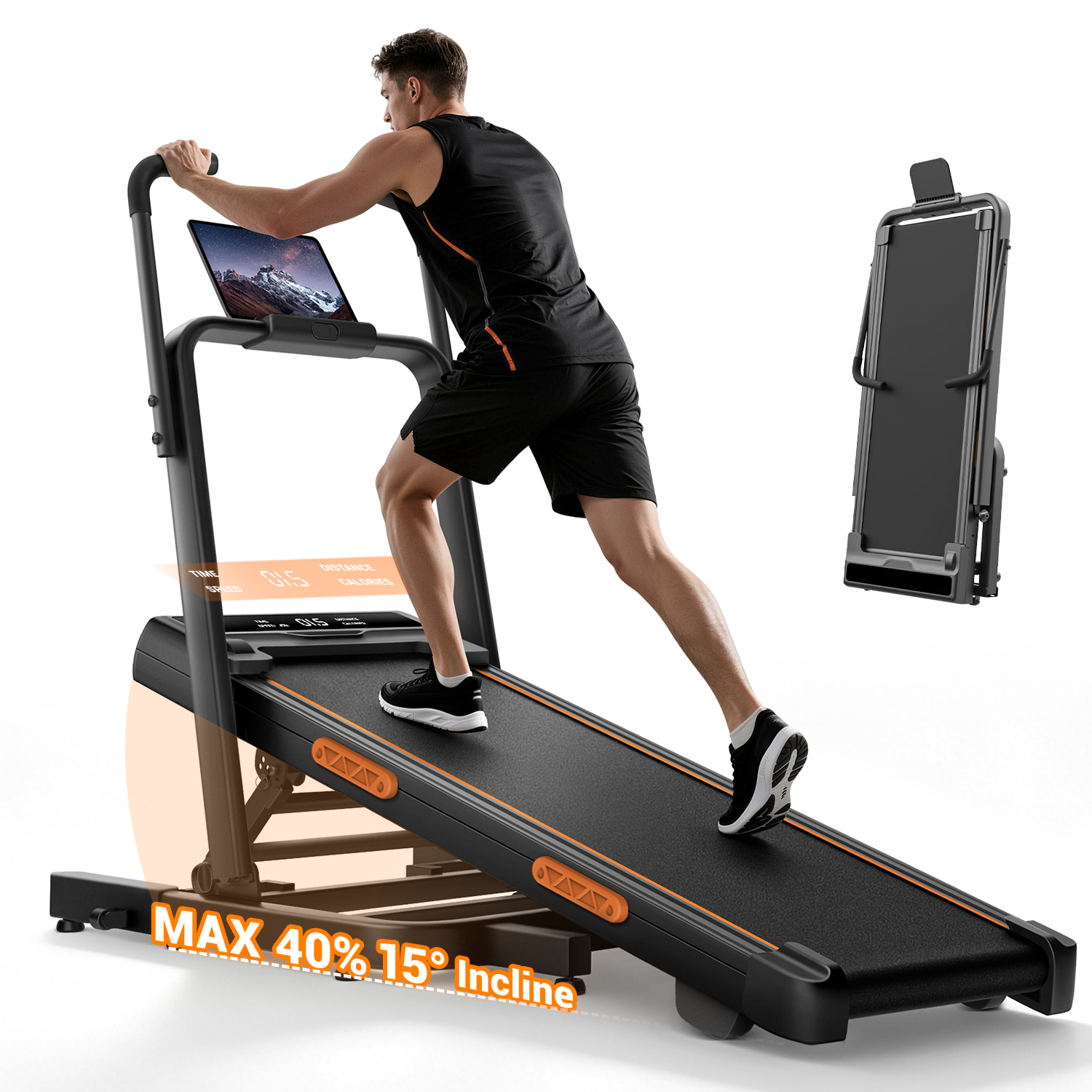 Umay X5FD 40% Incline Foldable Treadmill with Dual Handle Bar 6.2 MPH