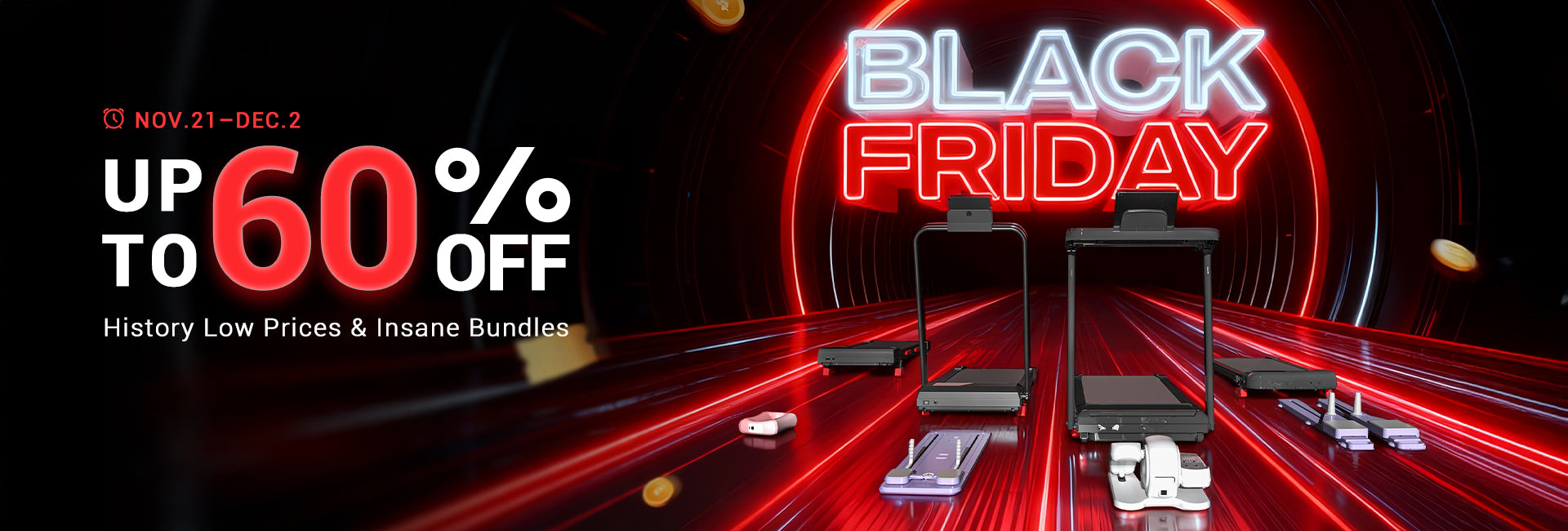 Umay Fitness Black Friday sale banner with discounts and store entrance.