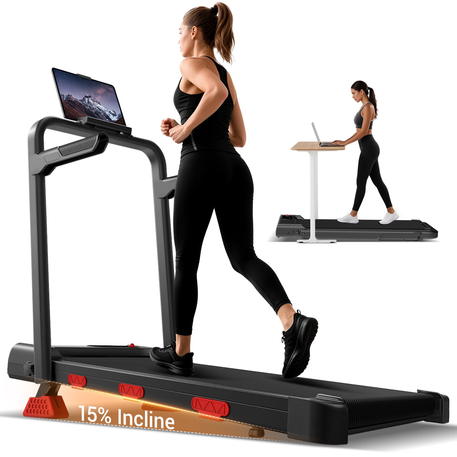 Umay U20F Folding 3-in-1 Walking Pad with 10%/15% Incline 6.5MPH