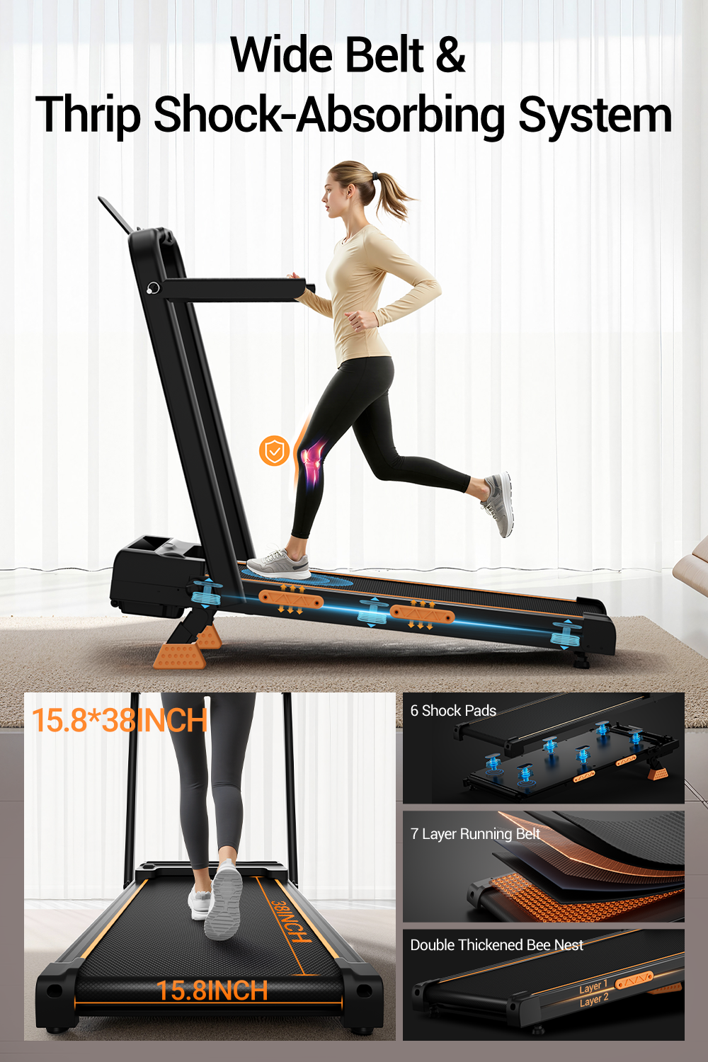 Umay X5F Folding 3-in-1 Portable Treadmill with 16% Incline Max 6.5MPH